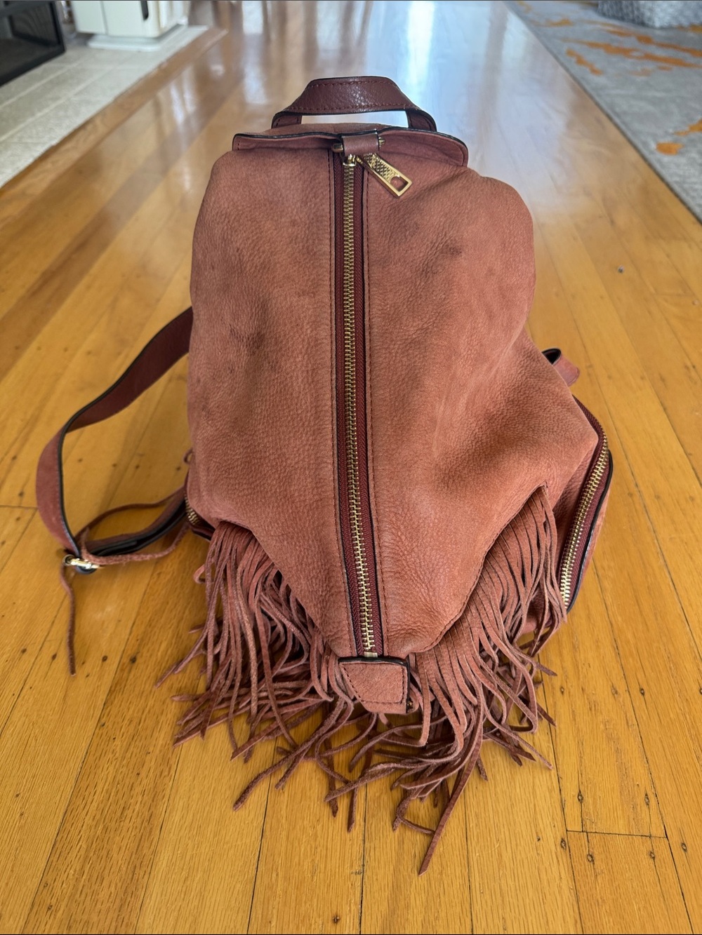 Rebecca Minkoff Julian Nubuck Leather Fringe backpack